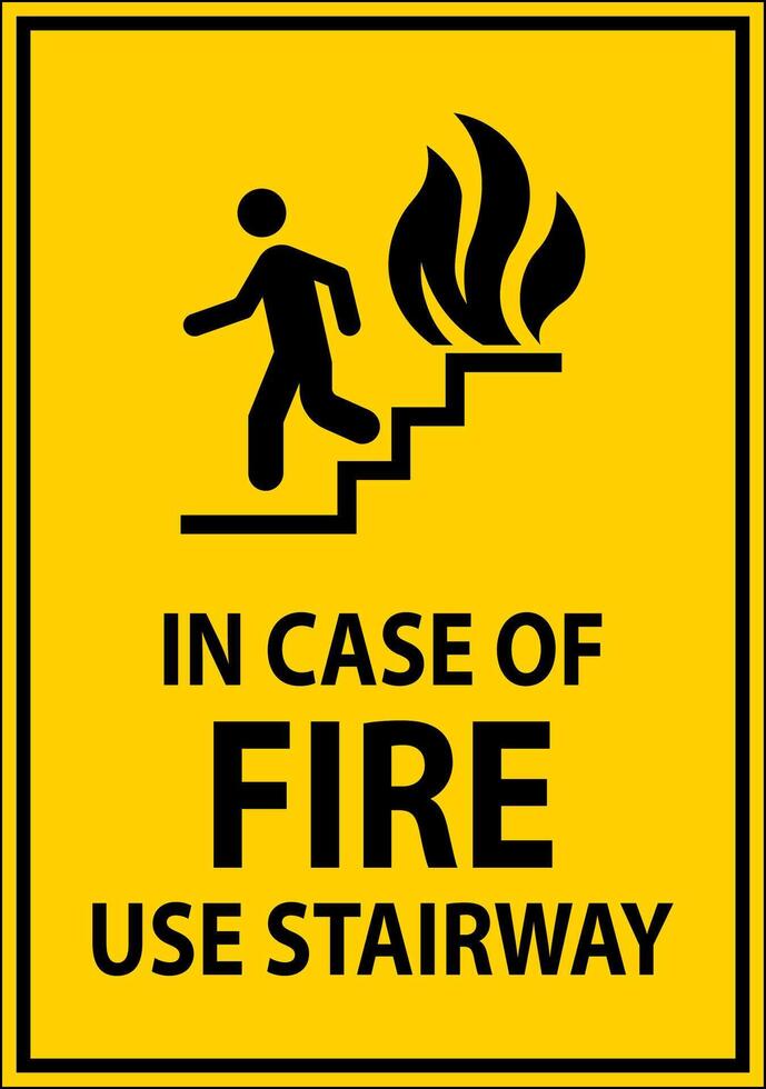 Caution Sign In Case of Fire Use Stairway 33104761 Vector Art at Vecteezy