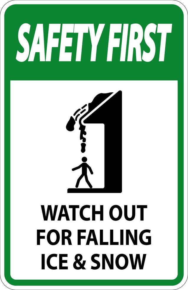 Safety First Sign Watch Out For Falling Ice And Snow vector