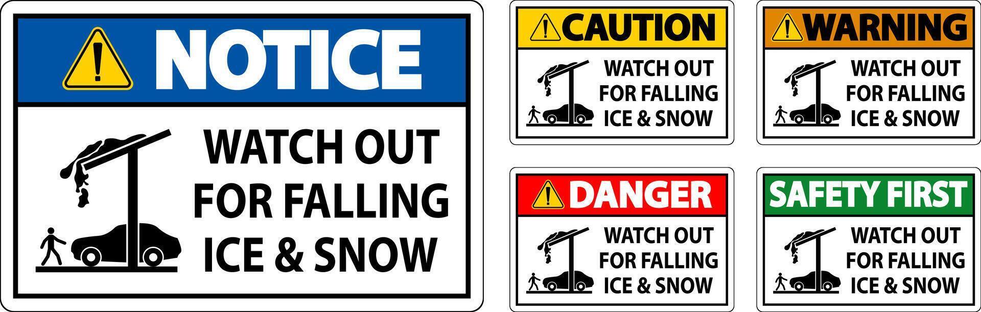 Caution Sign Watch Out For Falling Ice And Snow vector