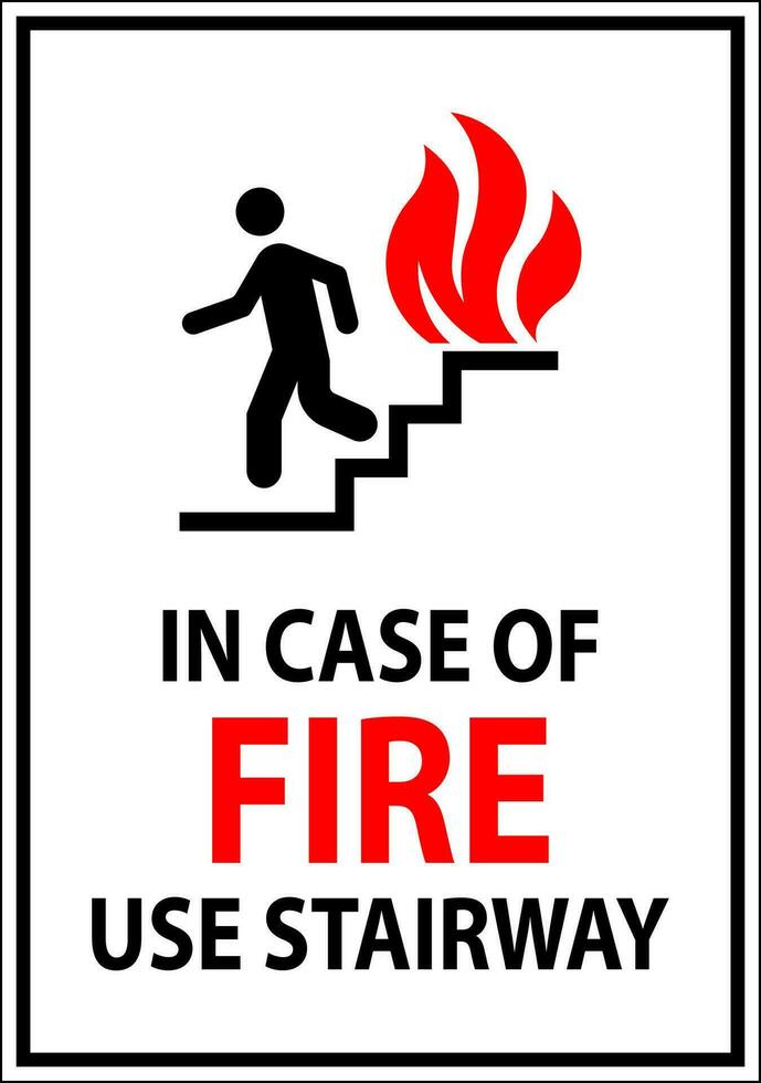 Caution Sign In Case of Fire Use Stairway vector