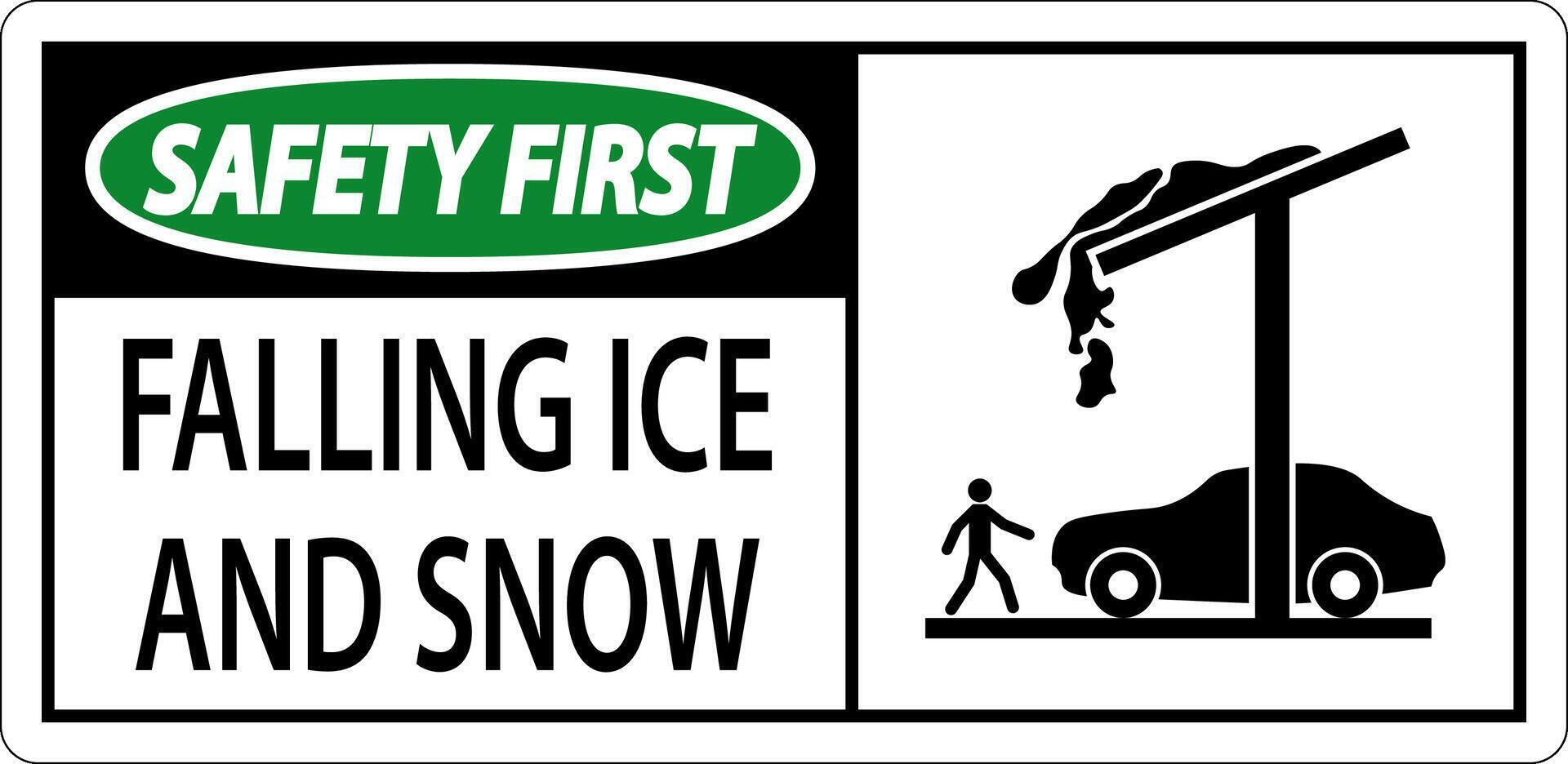 Ice and Snow Safety First Sign Caution - Falling Ice And Snow Sign vector