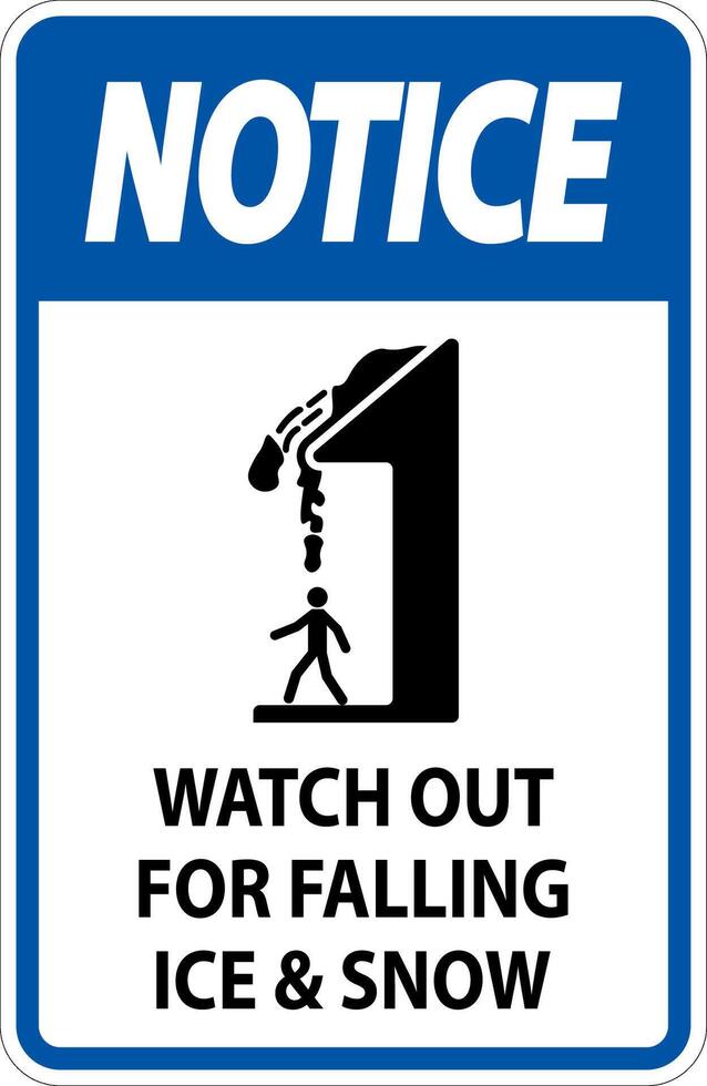 Notice Sign Watch Out For Falling Ice And Snow vector