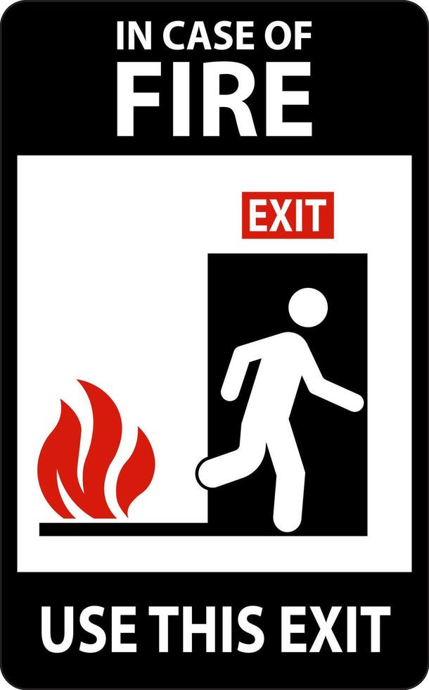 In Case Of Fire Sign Use This Exit vector