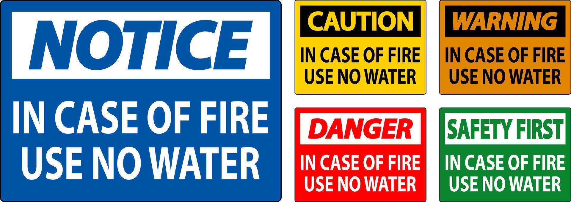 Danger Sign Danger In Case Of Fire Use No Water vector