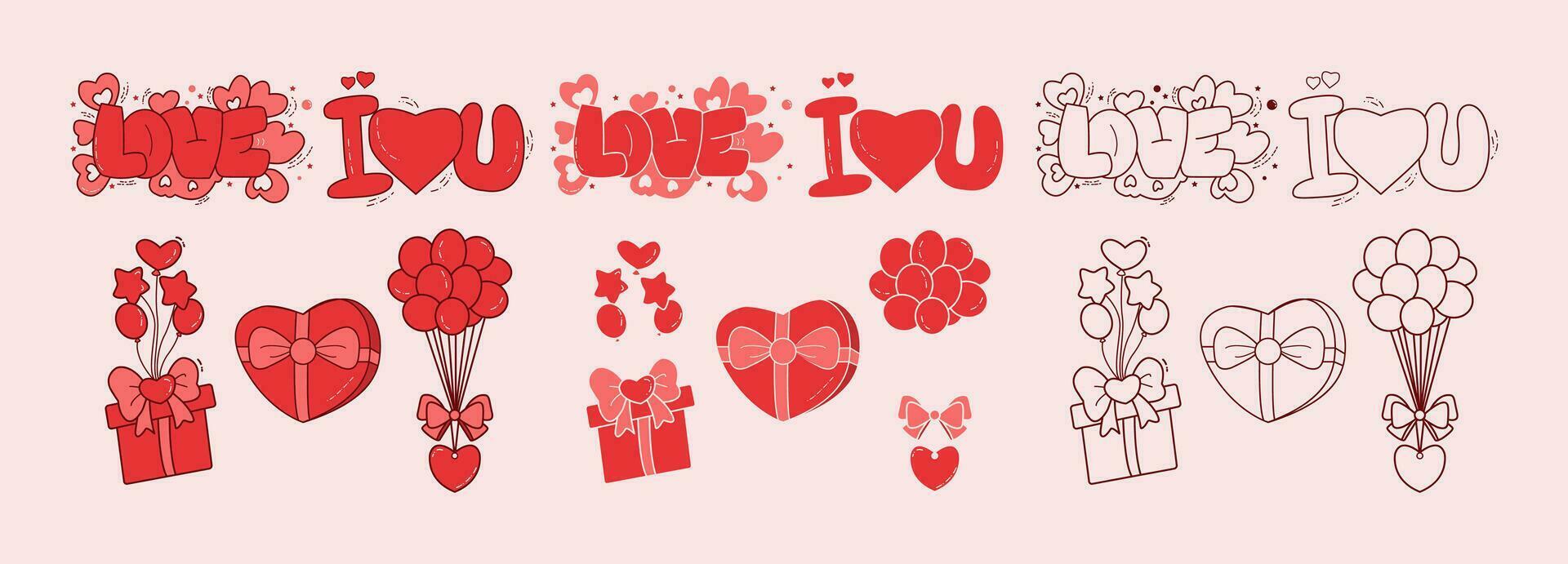 vector set of Love Icons Suitable for Birthdays and Valentine's Day