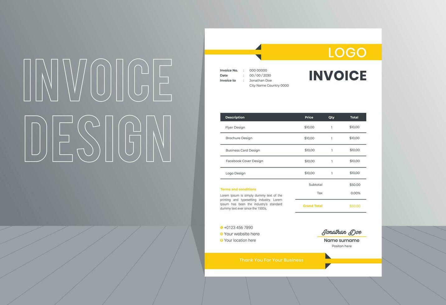 Minimal Corporate Business Invoice design template vector