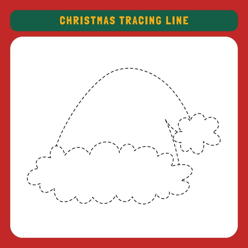 Christmas tracing line worksheet for kids. Winter educational children game. Preschool Tracing for toddlers with cute object Christmas. vector