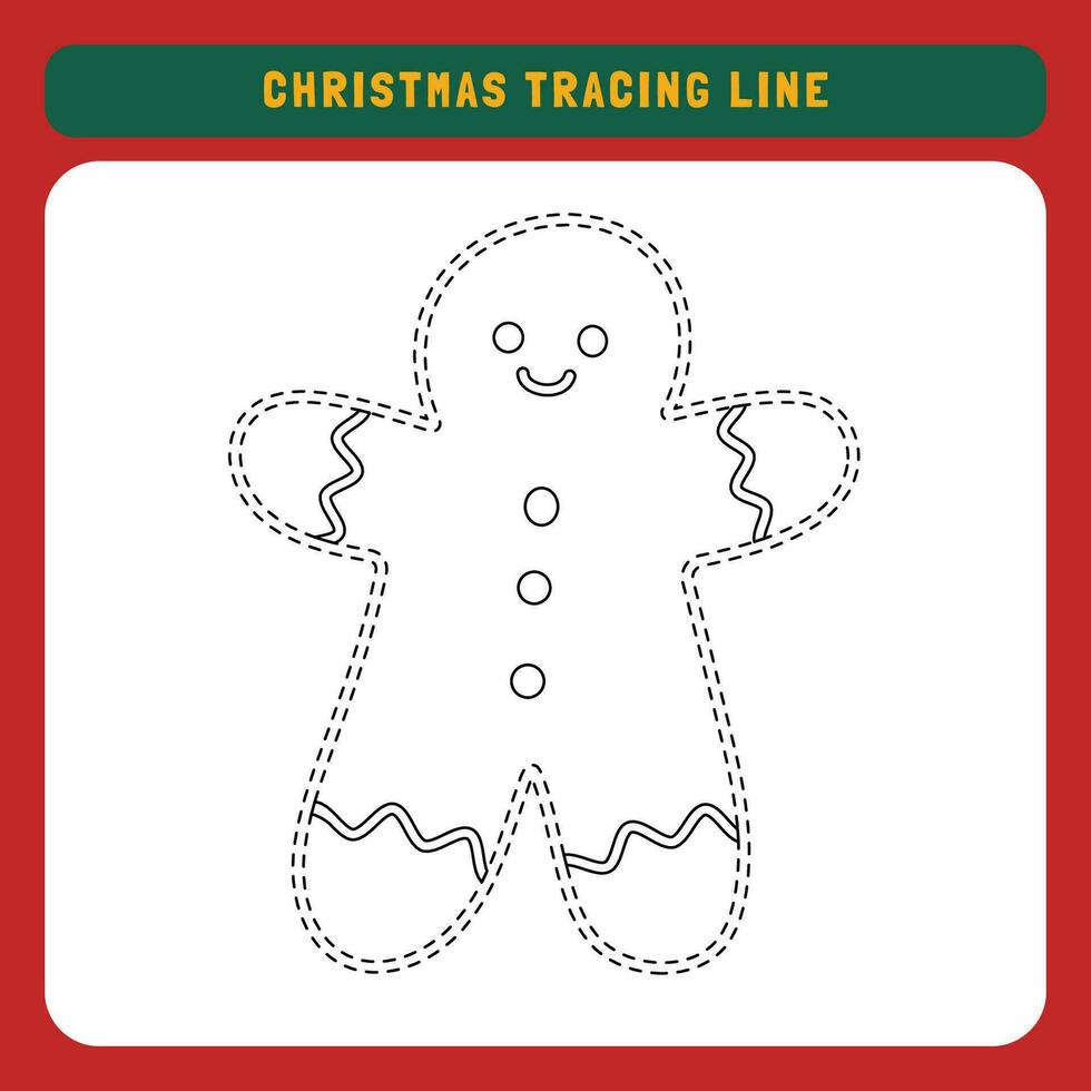 Christmas tracing line worksheet for kids. Winter educational children game. Preschool Tracing for toddlers with cute object Christmas. vector