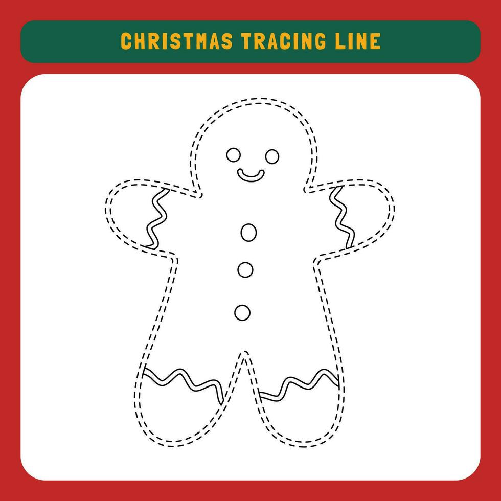 Christmas tracing line worksheet for kids. Winter educational children game. Preschool Tracing for toddlers with cute object Christmas. vector