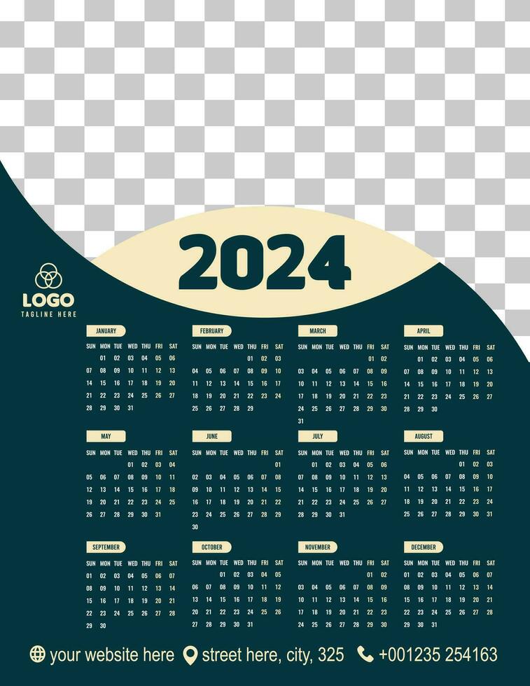 2024 UNIQUE STYLE CALENDAR DESIGN vector