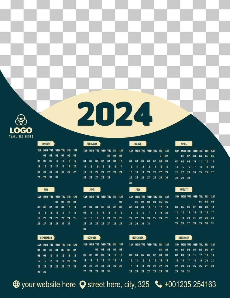 2024 único estilo calendario diseño vector