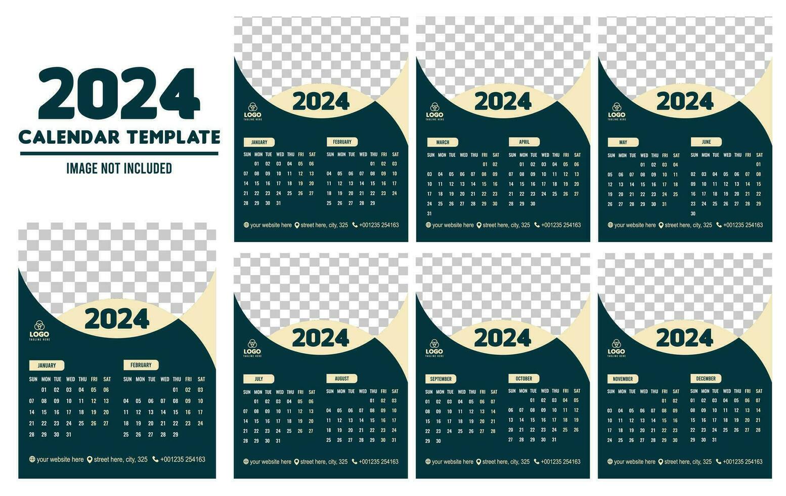 2024 UNIQUE STYLE CALENDAR DESIGN vector