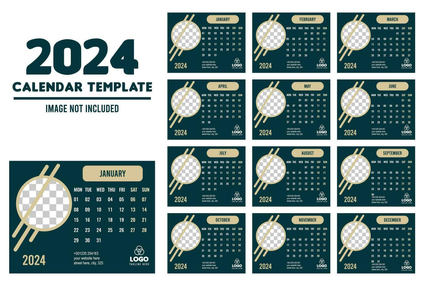 2024 UNIQUE STYLE CALENDAR DESIGN vector