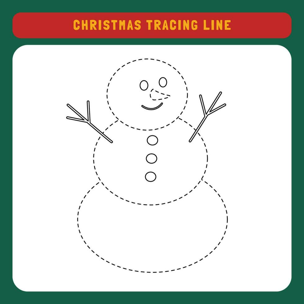 Christmas tracing line worksheet for kids. Winter educational children game. Preschool Tracing for toddlers with cute object Christmas. vector