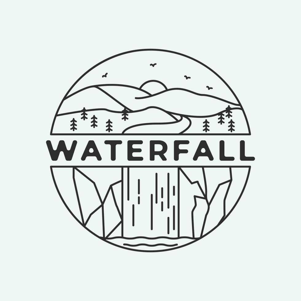 Waterfall logo icon line art design, waterfall image illustration design. vector