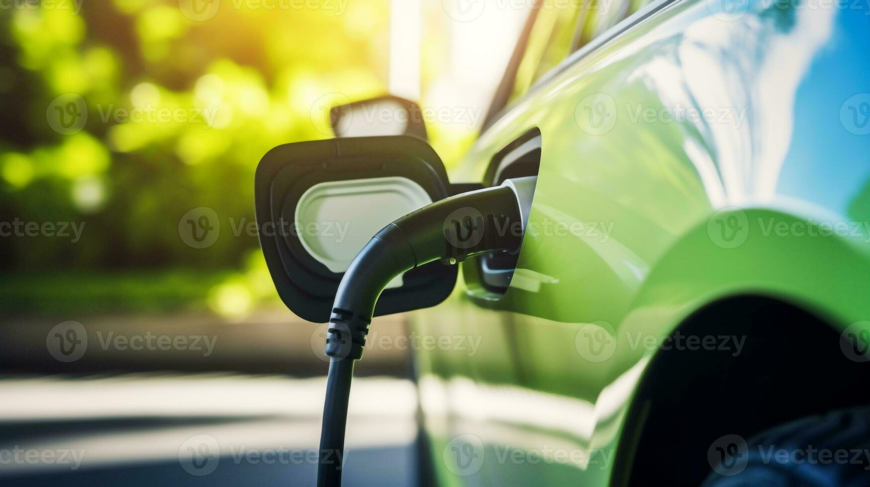Charging electric car close-up fast electric vehicle chargers for charging car AI Generated photo