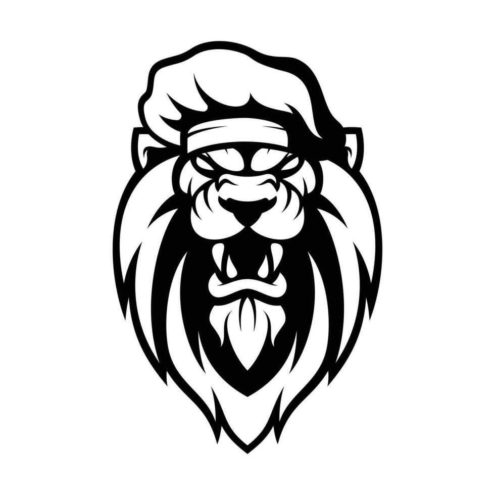 Lion Chef Outline vector