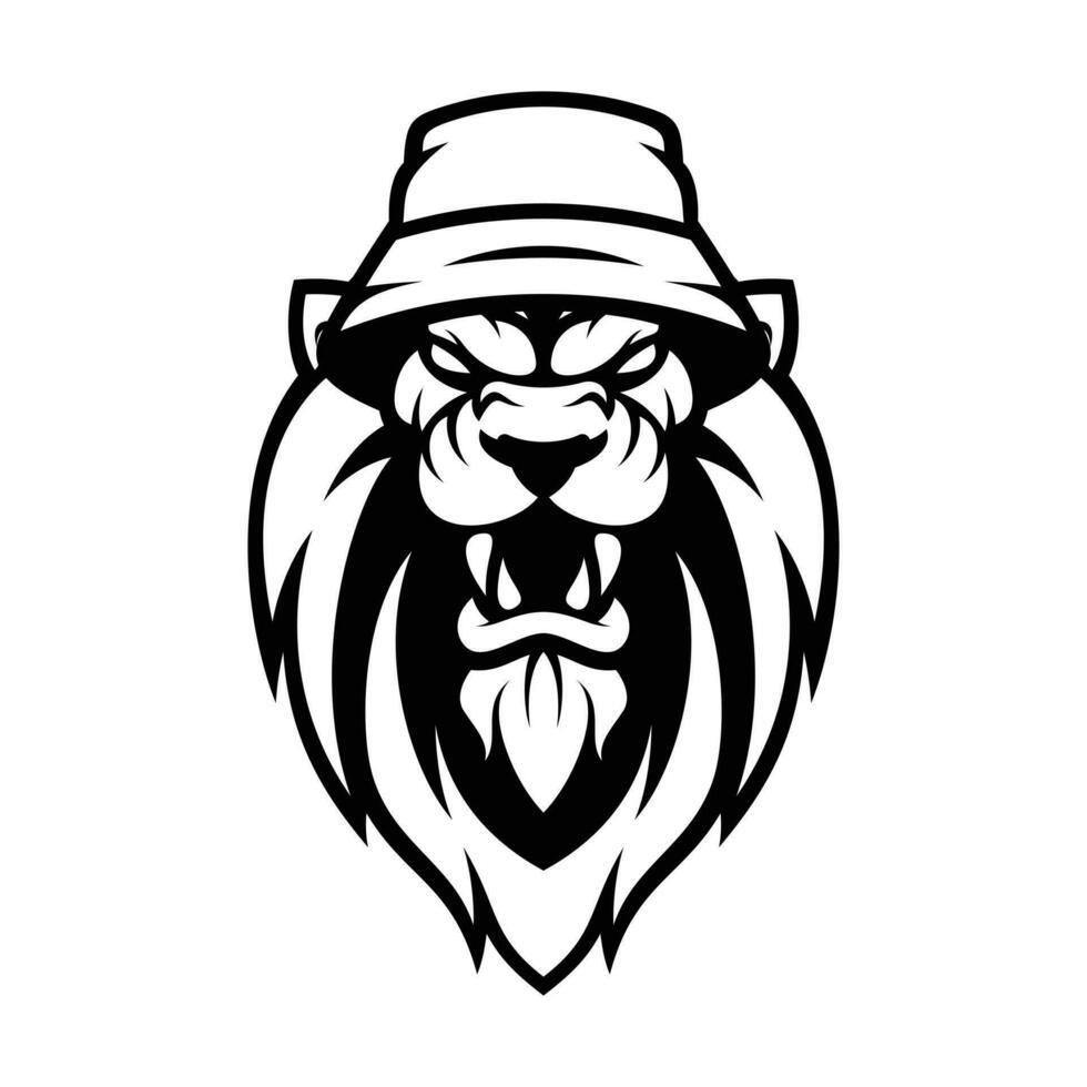 Lion Bucket Hat Outline vector
