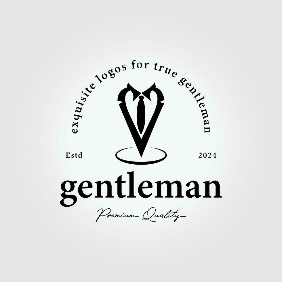 simple logotype of businessman logo, vector design of gentleman icon, illustration of suit of guy