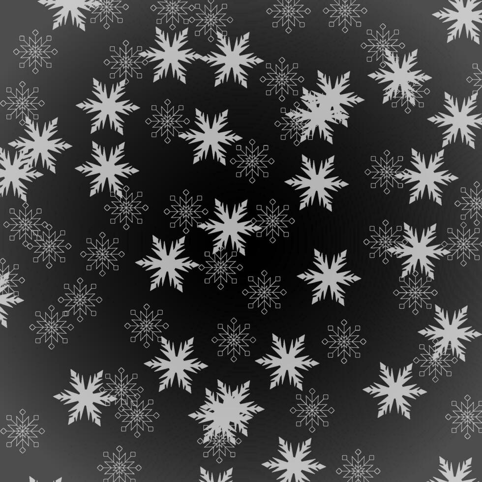 Snowfall on a dark gray background. Falling snowflakes. Vector winter background.