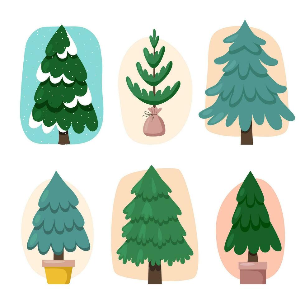 Set of Christmas trees vector