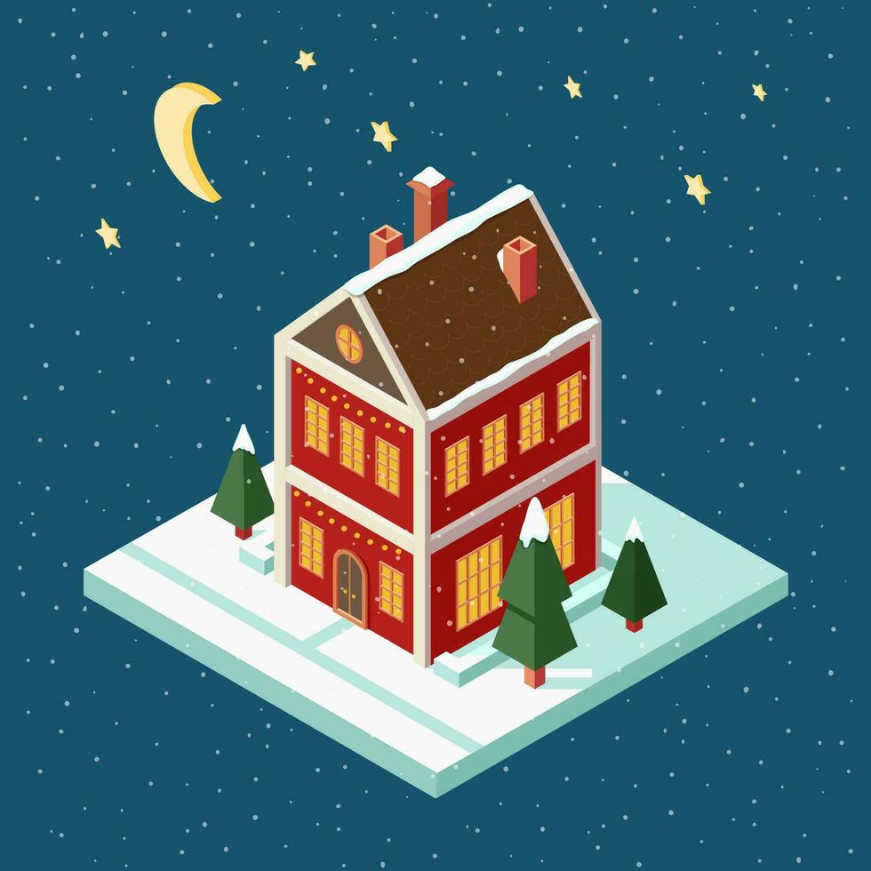 invierno casa en isométrica estilo vector