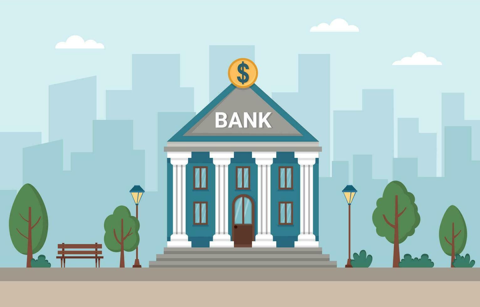 Bank building illustration vector