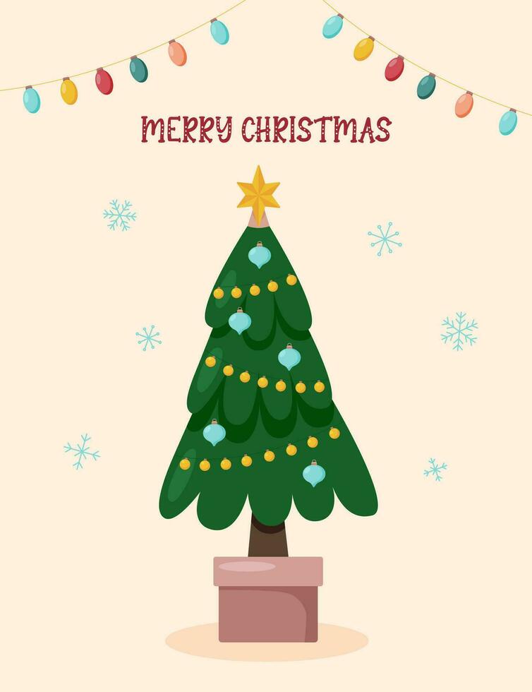 tarjeta de árbol de navidad vector