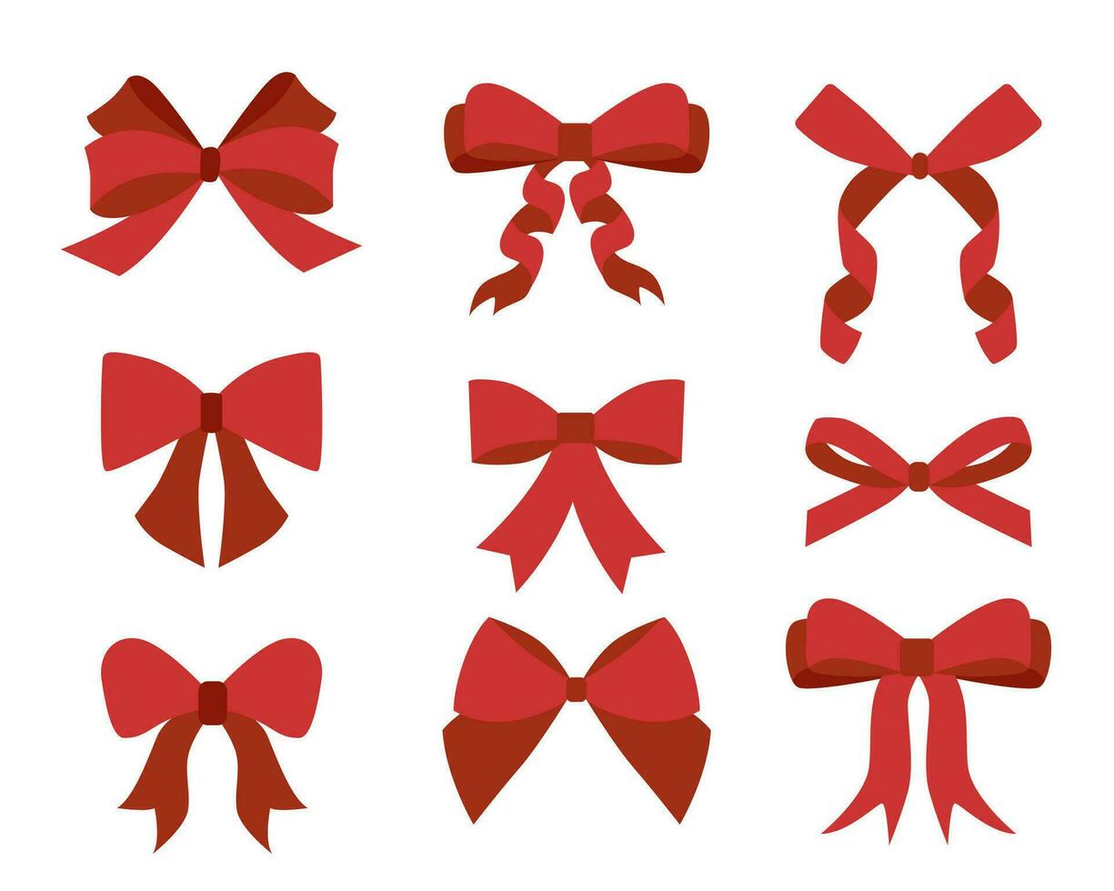 Set of red bows vector