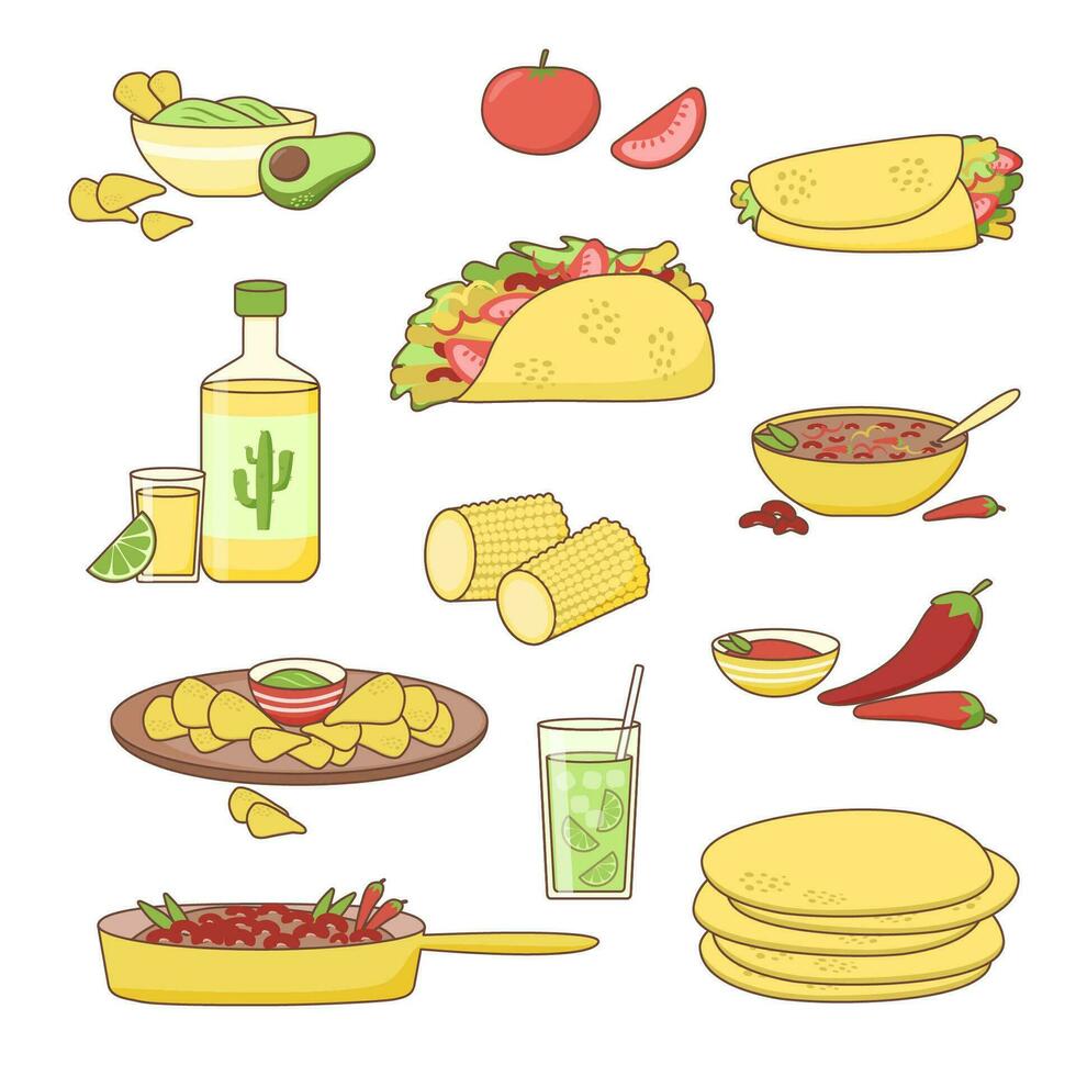 Mexican food set vector