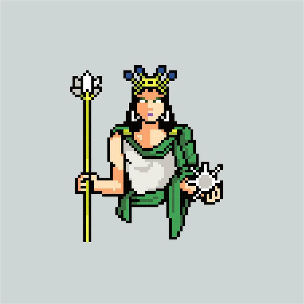 píxel Arte ilustración hera. pixelado griego hera. griego mitología hera pixelado para el píxel Arte juego y icono para sitio web y vídeo juego. antiguo colegio retro vector