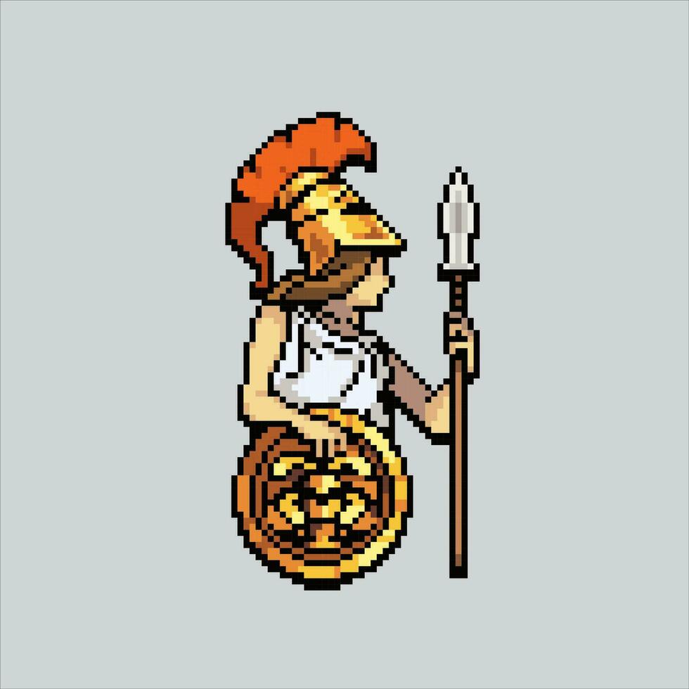Pixel art illustration Athena. Pixelated Greek Athena. Greek Mythology Athena Minerva pixelated for the pixel art game and icon for website and video game. old school retro. vector