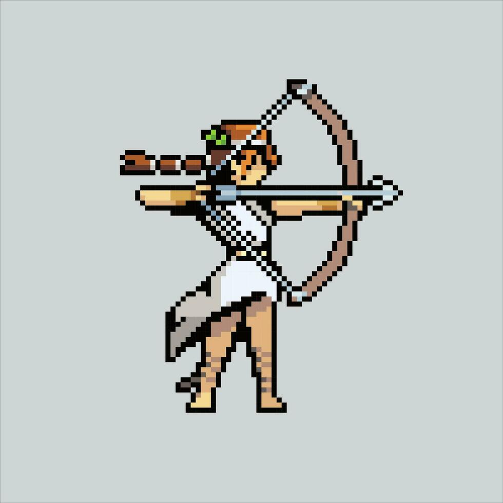 Pixel art illustration Artemis. Pixelated Greek Artemis. Greek Mythology Artemis pixelated for the pixel art game and icon for website and video game. old school retro. vector