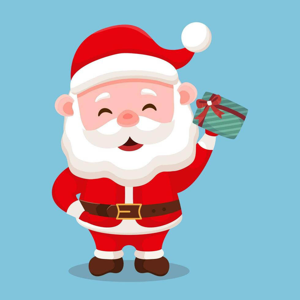 Happy santa claus giving christmas gifts vector