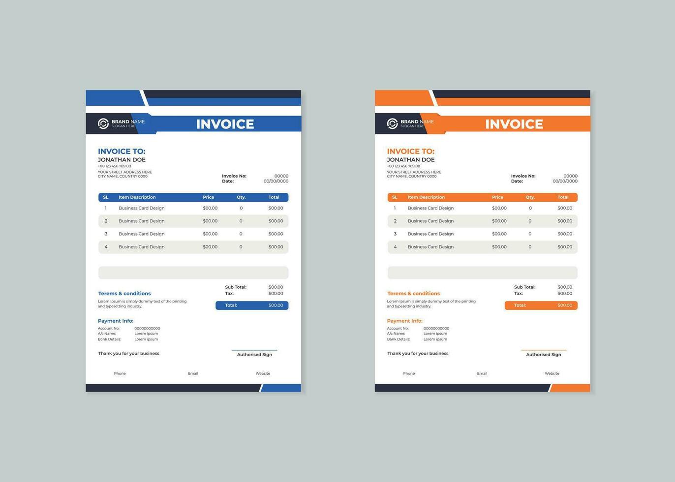 professional business invoice template design vector