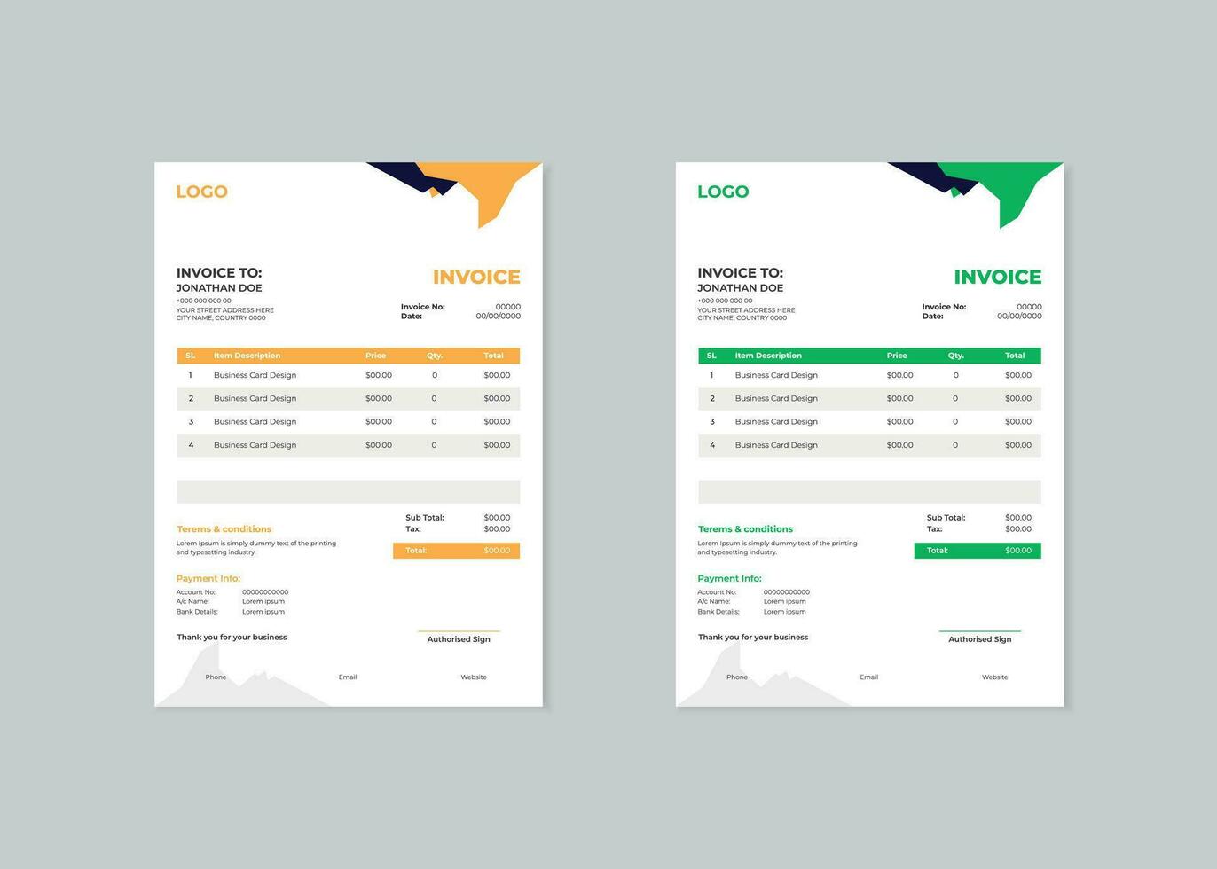 Creative Business Invoice Design And Price List Template vector