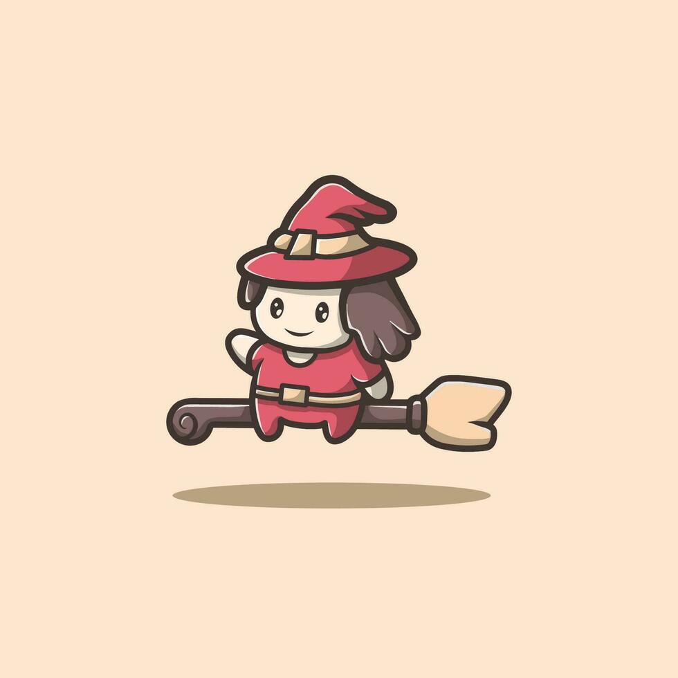 Red Witch with broom vector