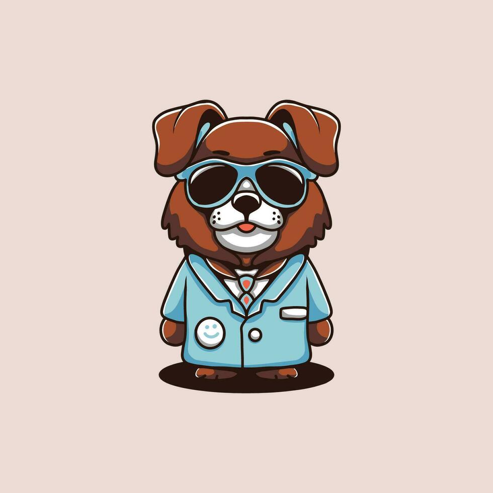 perrito médico con lentes vector