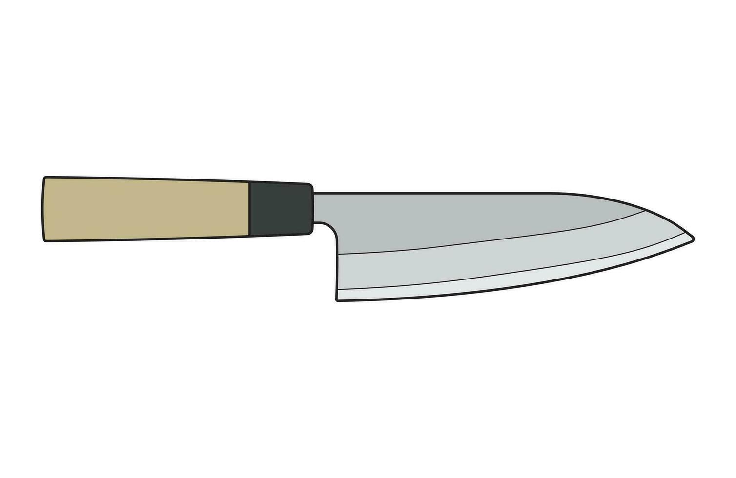 Kids drawing Cartoon Vector illustration santoku knife Isolated in doodle style