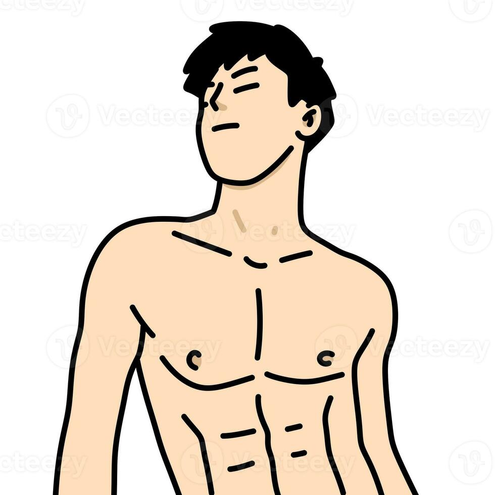 young man cartoon on white background photo