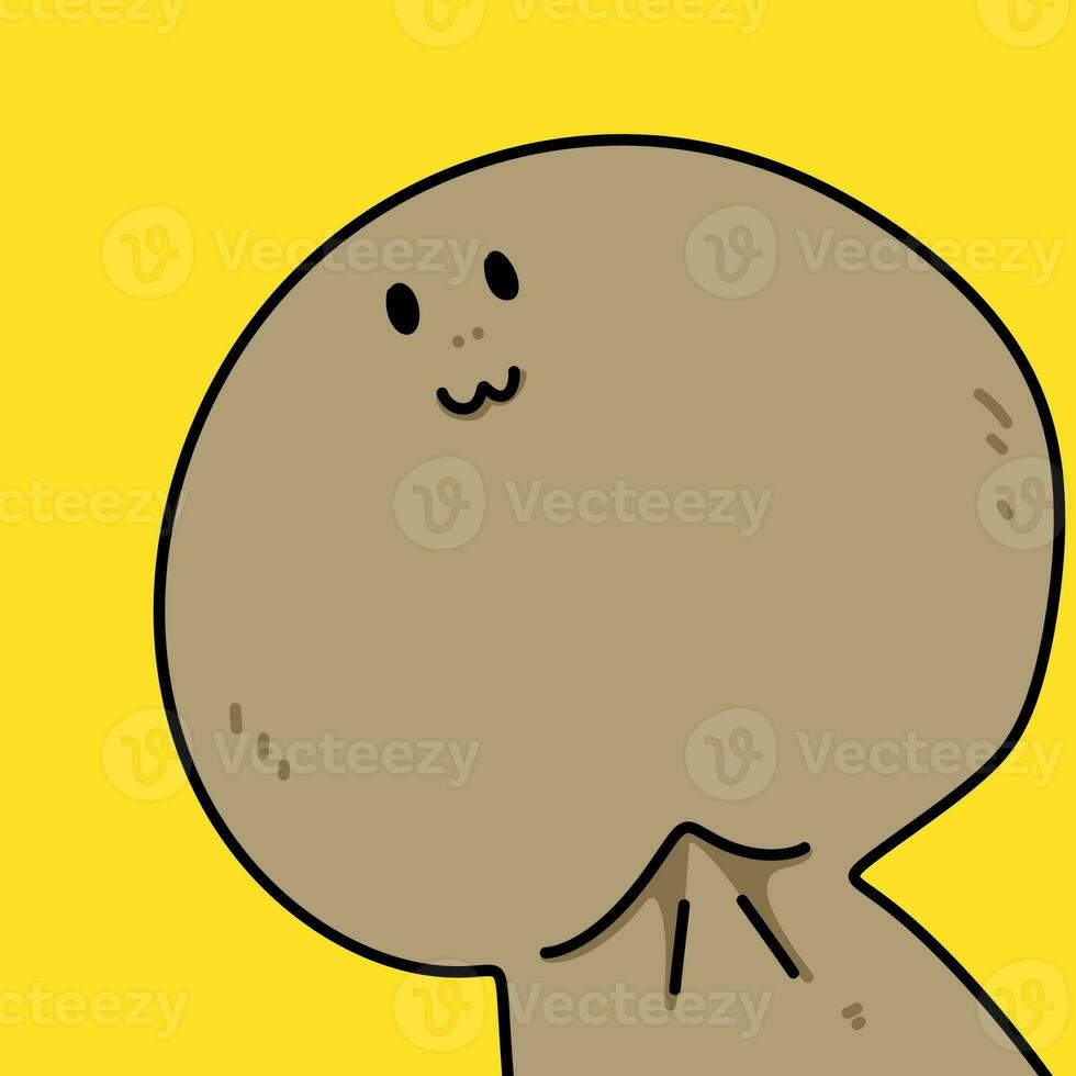 cute mushroom cartoon on yellow background photo