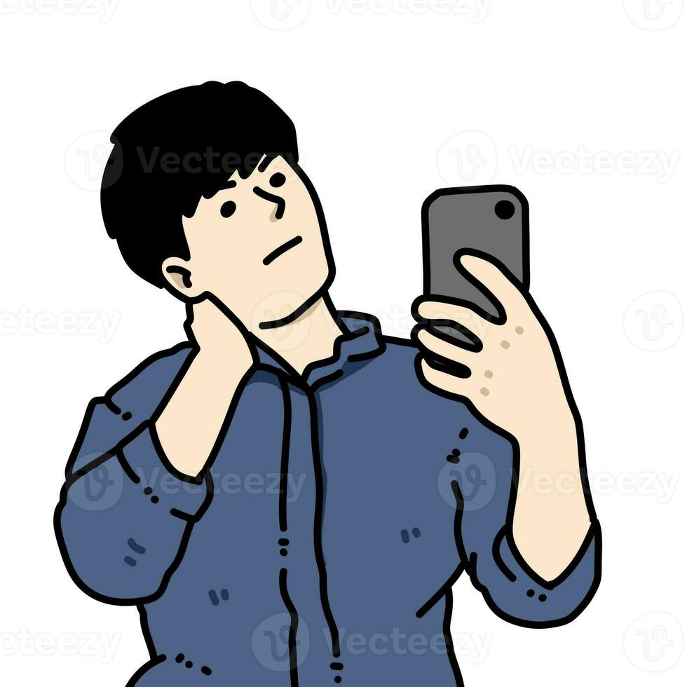 cute man cartoon on white background photo