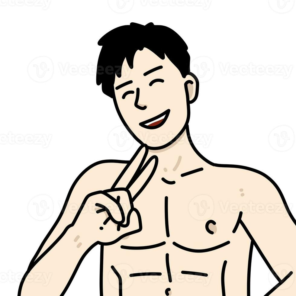 cute man cartoon on white background photo