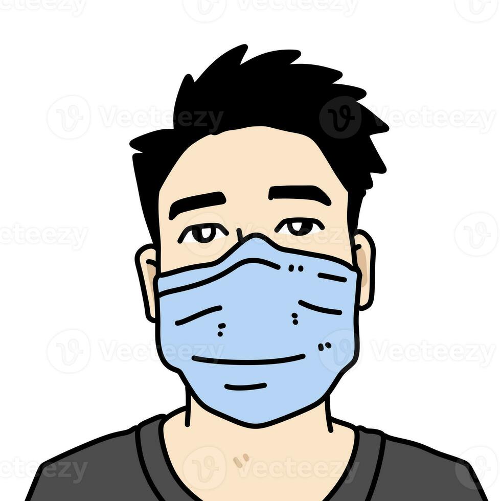young man cartoon on white background photo