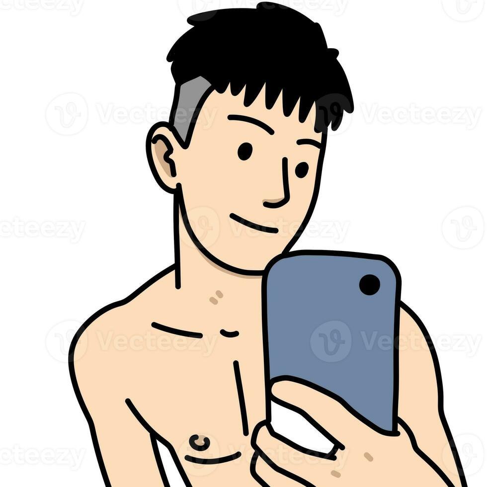 young man cartoon on white background photo