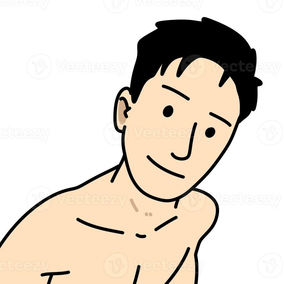 young man cartoon on white background photo