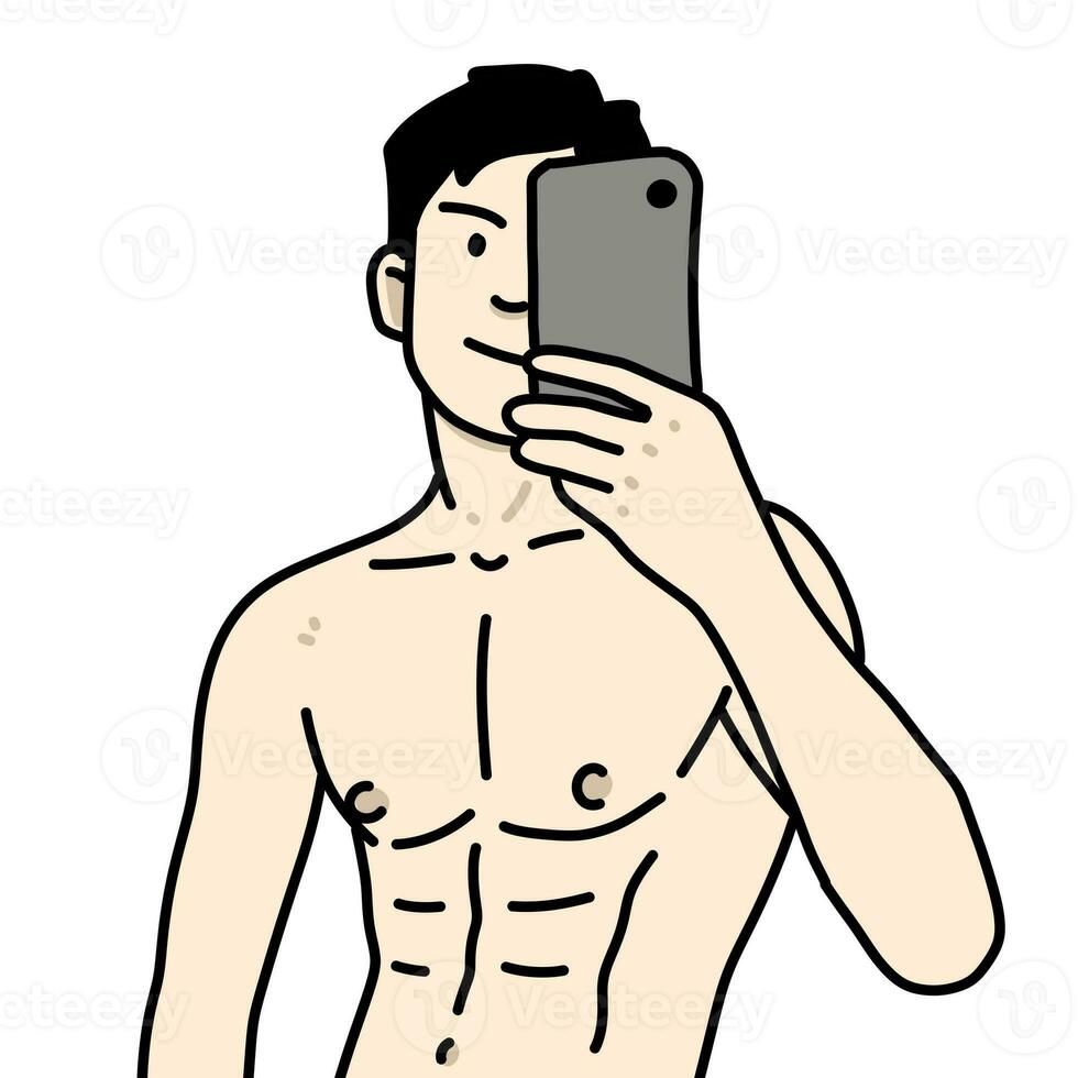 cute man cartoon on white background photo