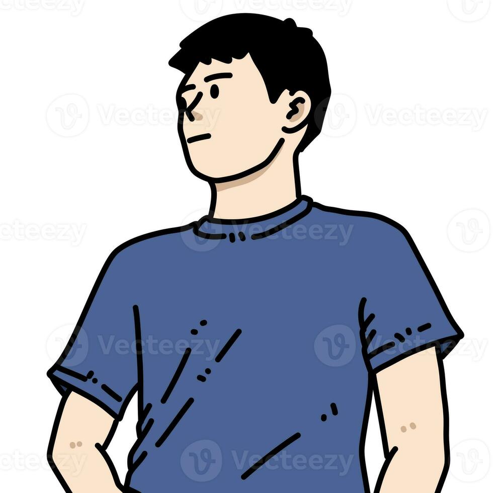 young man cartoon on white background photo