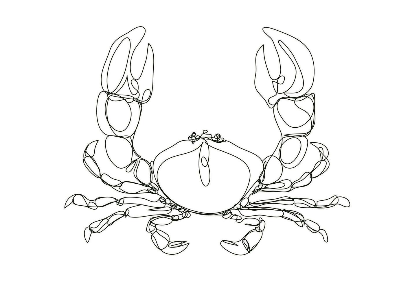 Crab line drawing, Continuous line art, vector illustration