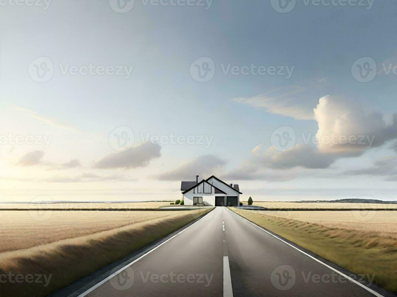 straight road to the house illustration photo